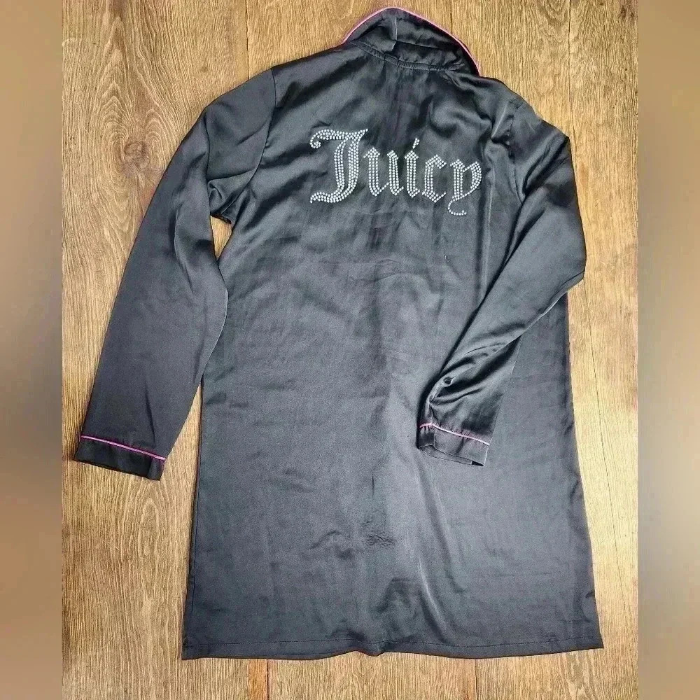 Juicy Couture Collared Slip Dress Pajamas in Black Size S - Picture 10 of 14